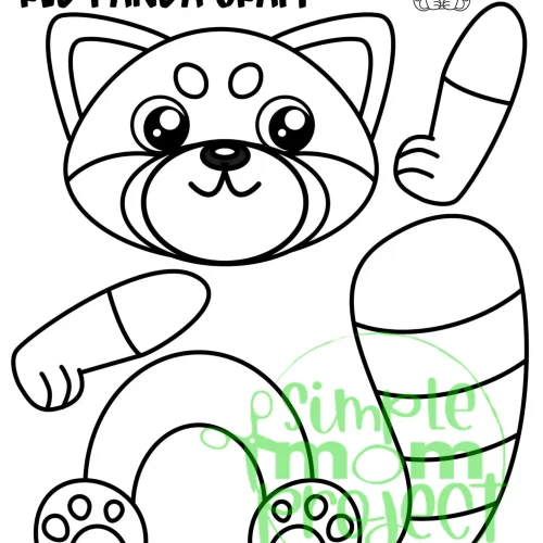 Printable Red Panda Bear Craft Template for Kids Preschool Toddler elementary nursing home