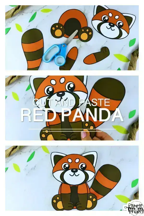 Printable Red Panda Bear Craft Template for Kids Preschool Toddler elementary nursing home