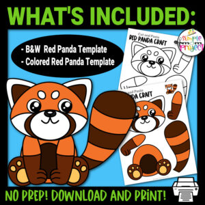 Printable Red Panda Bear Craft Template for Kids Preschool Toddler elementary nursing home 14