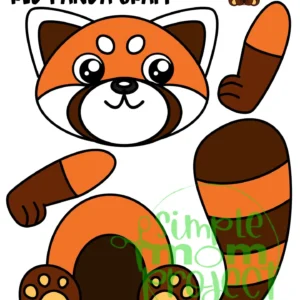 Printable Red Panda Bear Craft Template for Kids Preschool Toddler elementary nursing home 12