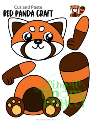 Printable Red Panda Bear Craft Template for Kids Preschool Toddler elementary nursing home 12