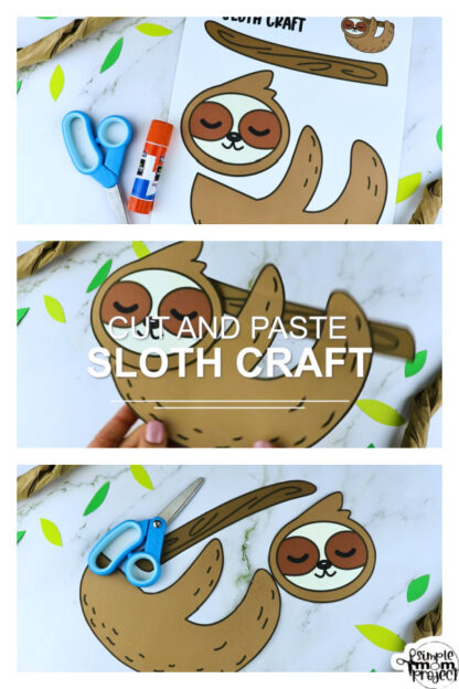Adorable Printable Sloth Cut and Paste Craft for Kids – Simple Mom ...