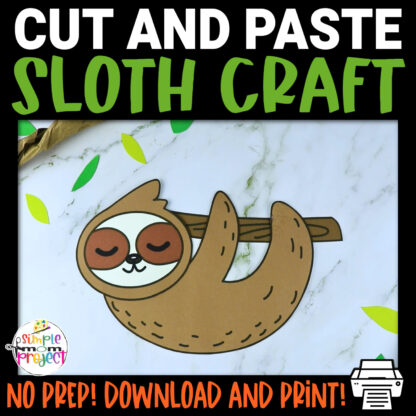 Printable Sloth Craft Template for Kids Preschool Toddler elementary nursing home 14