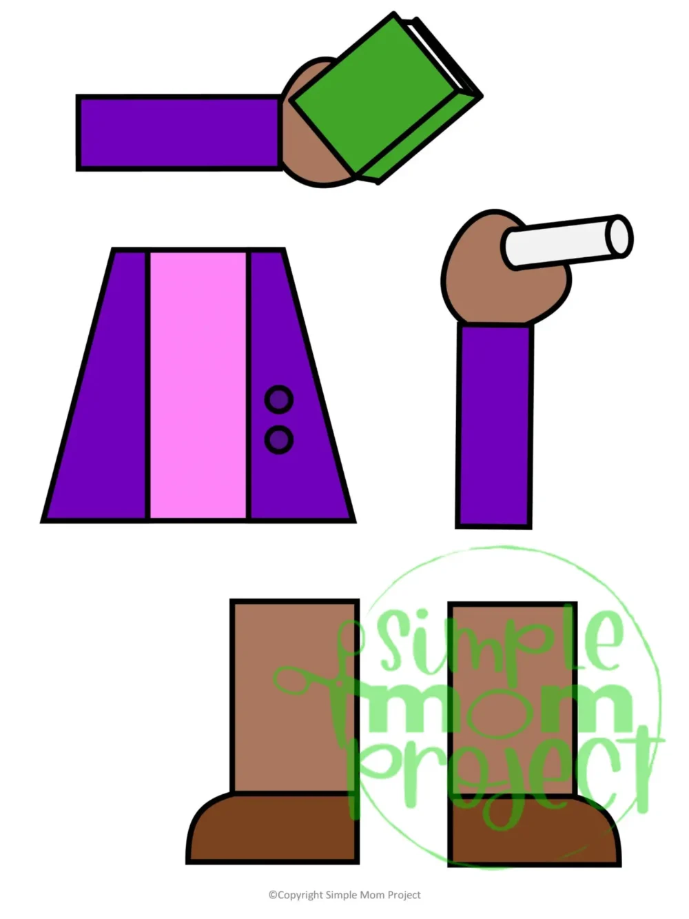 Printable Teacher Paper Bag Puppet Community Helper Craft for Kids Preschooler Toddler