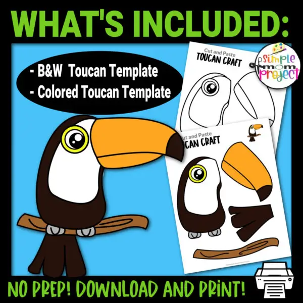 Printable Toucan Craft Template for Kids Preschool Toddler elementary nursing home 11