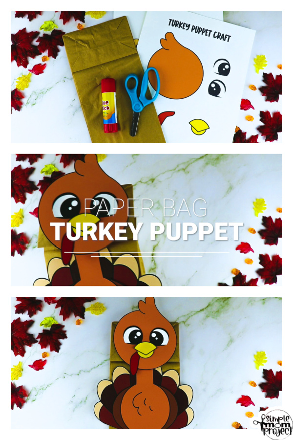 Printable Turkey Paper Bag Puppet Craft for Kids, Preschoolers, Toddlers, kindergarten elementary fall crafts autumn crafts 15