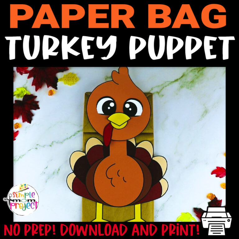 Turkey Paper Bag Puppet Craft Template - Simple Mom Project Store