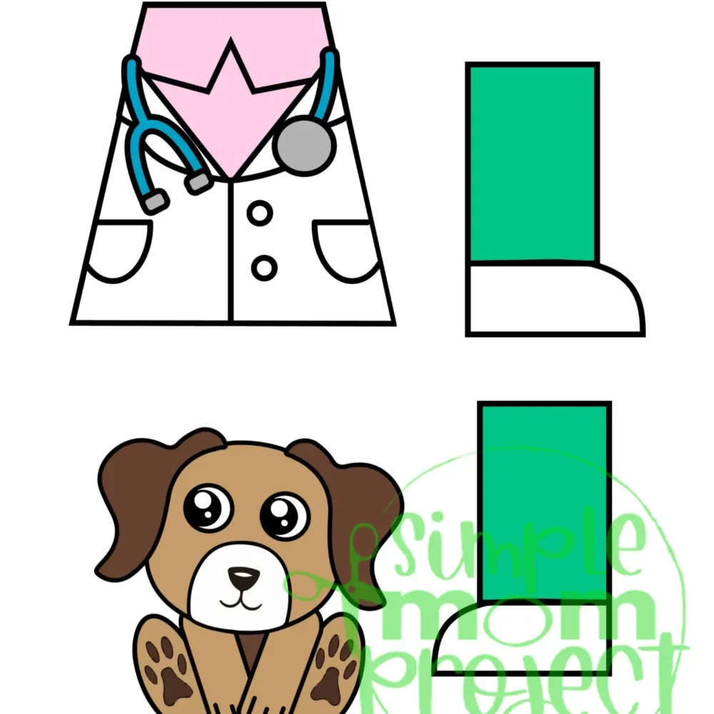 Printable Veterinarian Paper Bag Puppet Community Helper Craft for Kids Preschooler Toddler 6