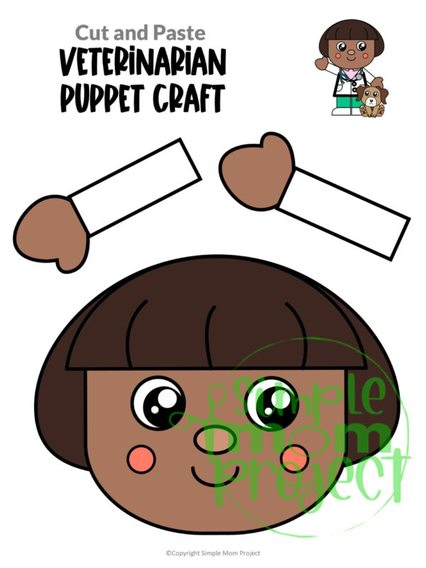 Printable Veterinarian Paper Bag Puppet Community Helper Craft for Kids Preschooler Toddler 5