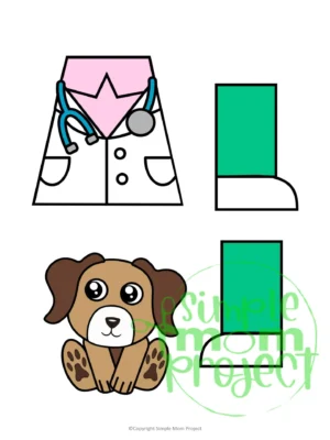 Printable Veterinarian Paper Bag Puppet Community Helper Craft for Kids Preschooler Toddler 3