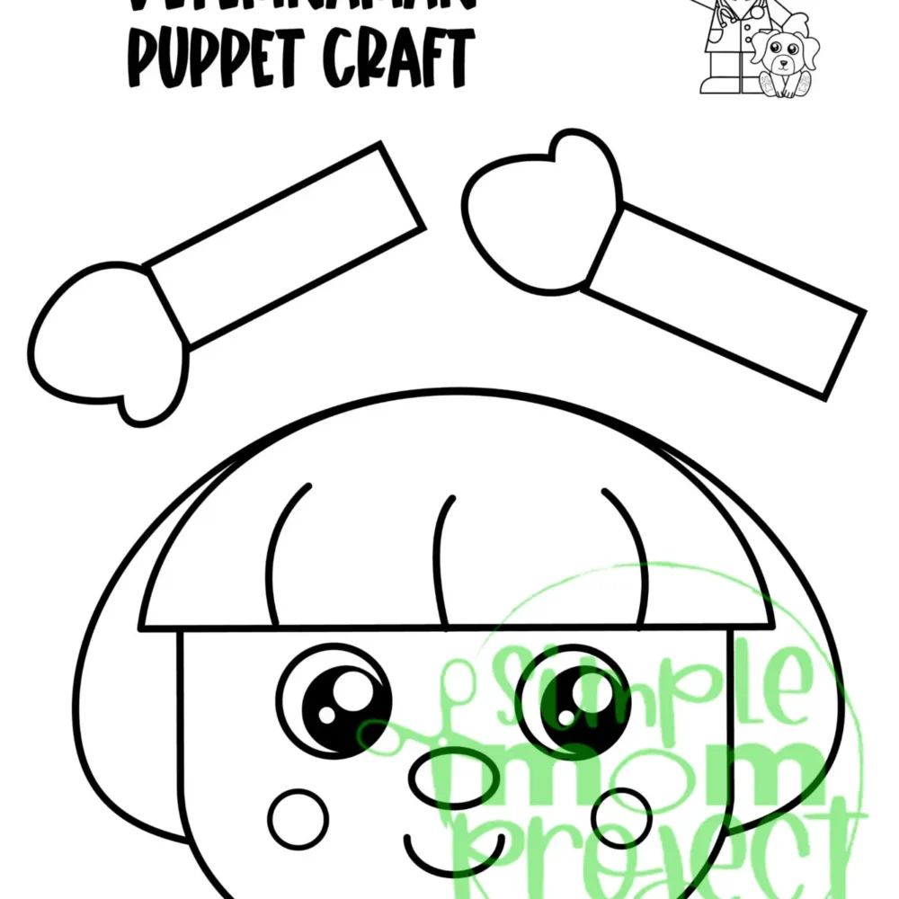 Printable Veterinarian Paper Bag Puppet Community Helper Craft for Kids Preschooler Toddler