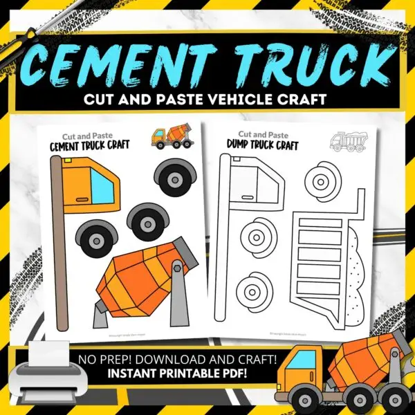 Engage young builders with a fun cement truck craft printable! This template helps preschoolers and kindergartners improve scissor skills while enjoying creative activities. It's perfect for decor, cards, and projects, making quality time both fun and educational. With minimal prep needed, this downloadable cement truck template set is a great resource for home or classroom creativity!