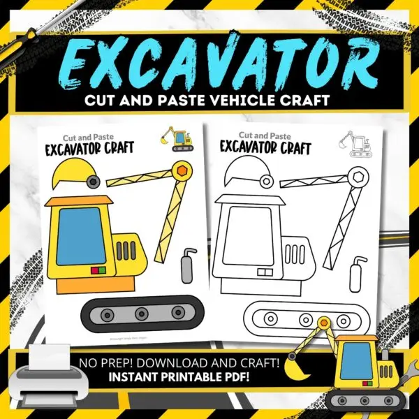 Explore endless fun with our printable excavator craft, perfect for stimulating creativity and imaginative play. This engaging activity involves coloring and crafting, allowing children to bring their own excavator to life. Enhance the construction excavator craft using recycled materials for added creativity, and pair it with stories about construction to enrich the experience. It's a great way to foster creativity, fine motor skills, and storytelling in one enjoyable package. Happy crafting!