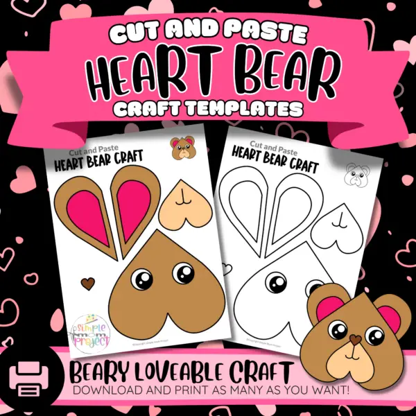 Looking for a fun weekend project for kids? Try crafting our heart-shaped bear, a favorite in animal crafts! This printable activity enhances children's coloring, cutting, and pasting skills while teaching about the letter B, shapes, and fun bear facts. Enjoy a creative and whimsical experience with our snip-and-stick heart bear craft! ❤️