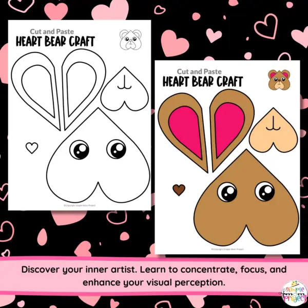 Looking for a fun weekend project for kids? Try crafting our heart-shaped bear, a favorite in animal crafts! This printable activity enhances children's coloring, cutting, and pasting skills while teaching about the letter B, shapes, and fun bear facts. Enjoy a creative and whimsical experience with our snip-and-stick heart bear craft! ❤️