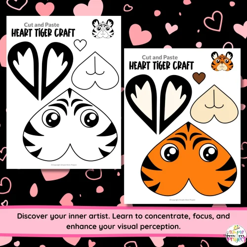 Get ready for double the fun with this printable heart tiger craft template! It's a creative and educational project that teaches about safari animals, shapes, and the alphabet. As children cut, paste, and color, they enhance fine motor skills and creativity. With simple steps, kids can craft their own heart tiger, making it an ideal activity for bonding and entertainment at home. Let the crafting adventures begin!