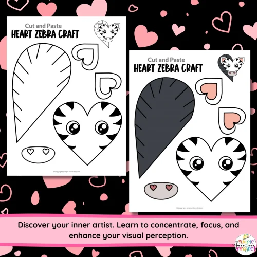 Get ready for a fun zebra adventure with this heart-shaped zebra craft template! Kids can color, cut, and glue, sparking creativity for art projects or greeting cards. Pair it with storytime for a magical experience. Print as many templates as you like and start crafting!