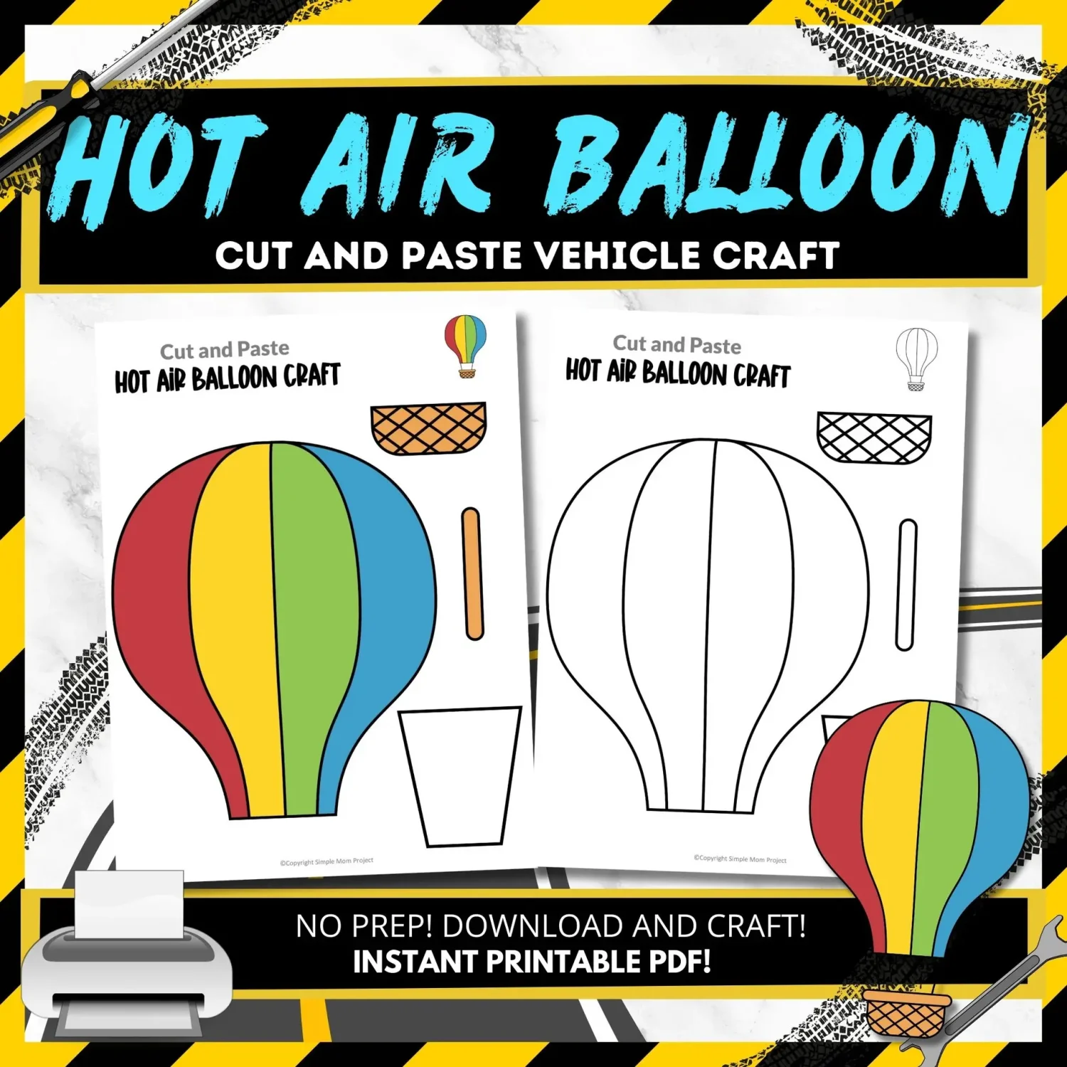 Looking for spring break fun? Try our printable hot air balloon craft template! It's a DIY project that engages preschoolers and kindergarteners while teaching them about transport. This activity enhances their coloring, cutting, and sticking skills, making it perfect for vehicle-themed parties, handmade cards, or a rainy day. Enjoy crafting adventures with our easy-to-use template!