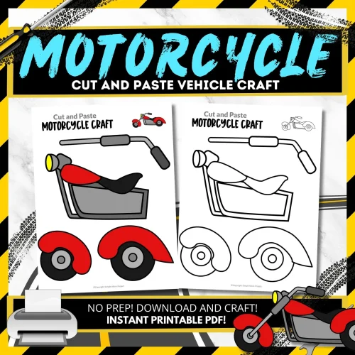 If your kids love toy cars or motorcycles, today is their lucky day! We have a printable motorcycle craft template for coloring and crafting. This activity is great for teaching preschoolers about the letter M and different modes of transportation. It's also a fun way to develop fine motor skills and creativity. Grab your kids, enjoy this project, and share the printable with friends! Let the crafting fun begin!