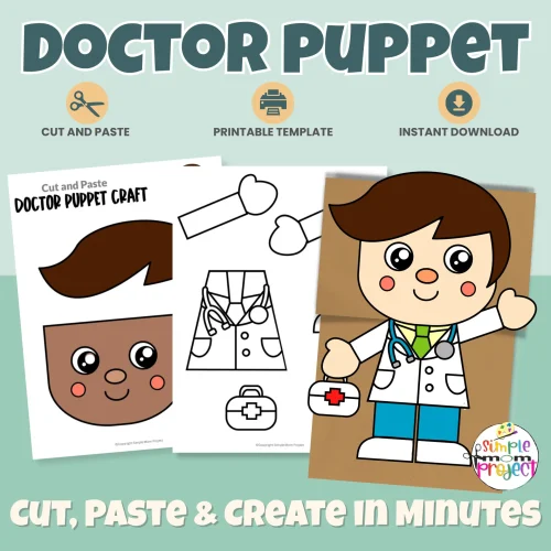 Create this adorable Doctor Paper Bag Puppet with your preschool or kindergarten students! Perfect for community helper lessons, health themes, dramatic play, and fine motor skills. Includes color and B&W templates!