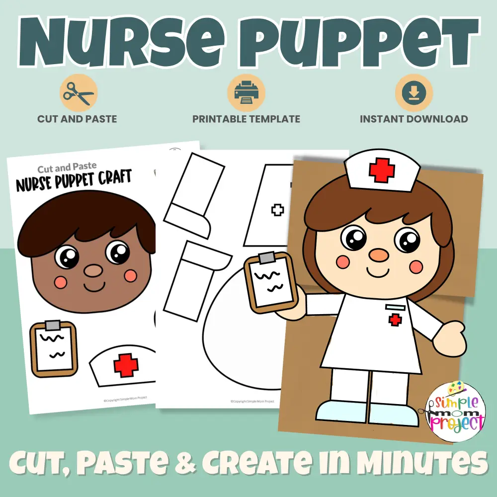 This Nurse Paper Bag Puppet Craft is a fun, hands-on community helper activity for preschool and kindergarten learners 🧑⚕️✂️ Kids will love creating their own nurse puppet while building fine motor skills. Perfect for classrooms, homeschool, dramatic play, and print-and-go lessons!