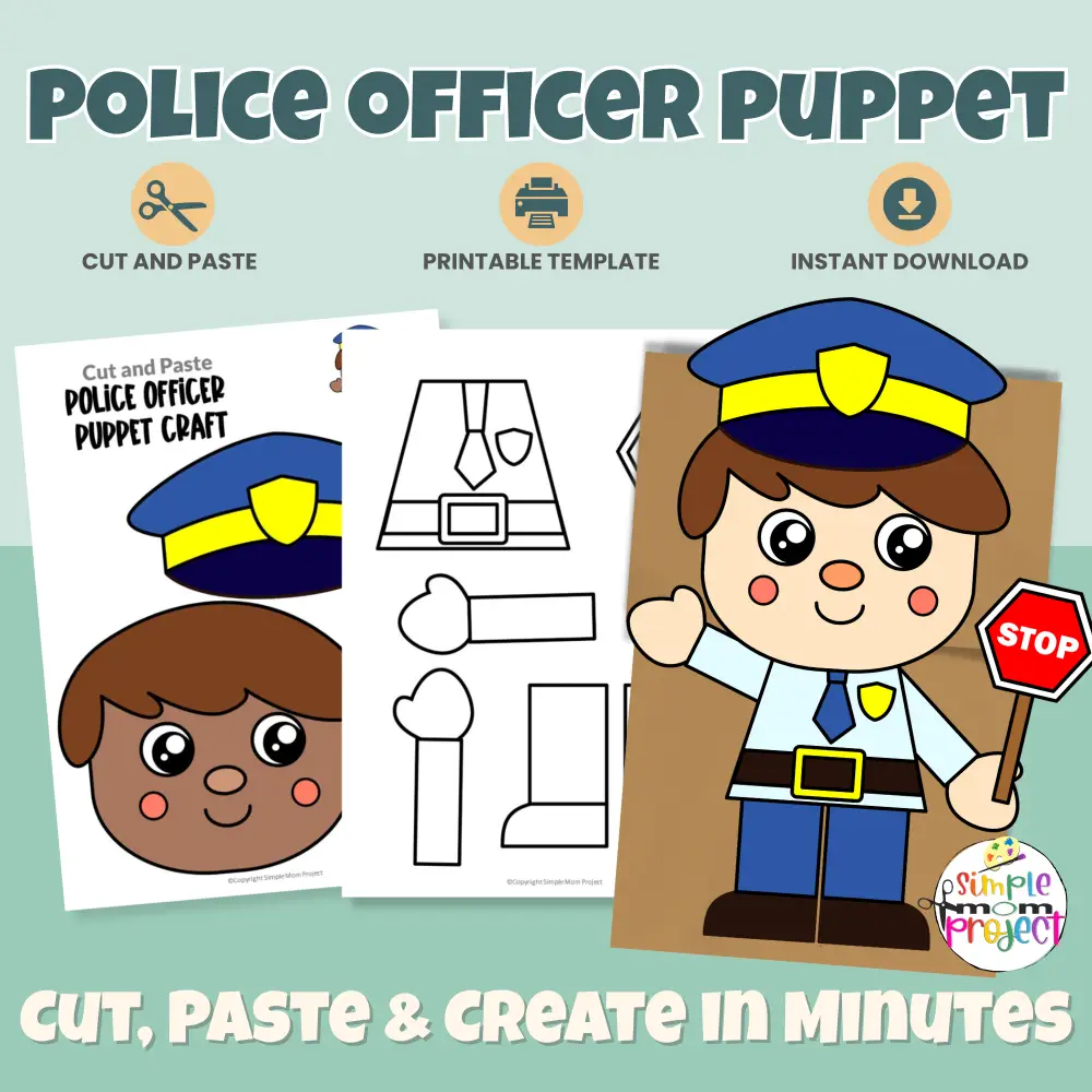 This Police Officer Paper Bag Puppet Craft is a fun, hands-on community helper activity for preschool and kindergarten learners 👮♂️✂️ Kids will love cutting, gluing, and creating their own police puppet while building fine motor skills. Perfect for classrooms, homeschool, dramatic play, and print-and-go lessons!