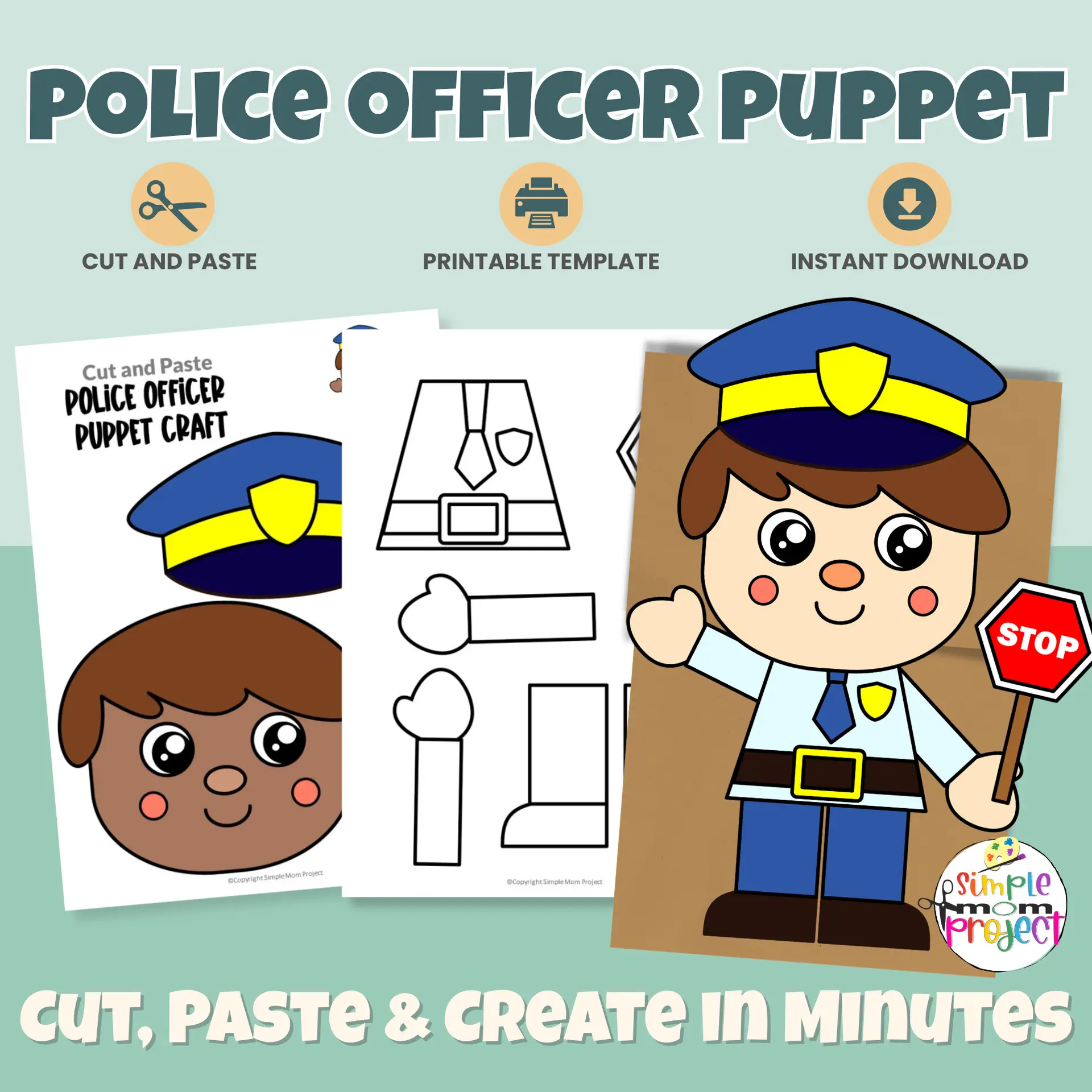 This Police Officer Paper Bag Puppet Craft is a fun, hands-on community helper activity for preschool and kindergarten learners 👮♂️✂️ Kids will love cutting, gluing, and creating their own police puppet while building fine motor skills. Perfect for classrooms, homeschool, dramatic play, and print-and-go lessons!
