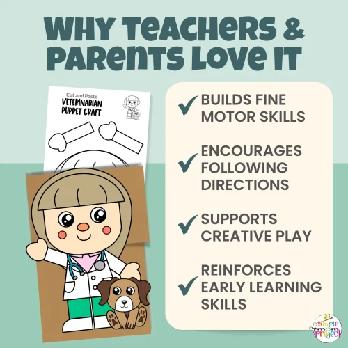 This Veterinarian Paper Bag Puppet Craft is perfect for animal units and community helper lessons. A simple print-and-go activity that encourages creativity, storytelling, and fine motor development. Ideal for preschool, kindergarten, and early elementary classrooms.