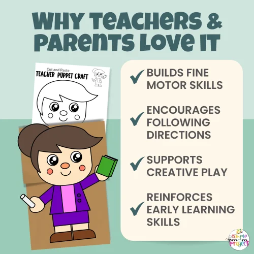 Celebrate teachers with this adorable Teacher Paper Bag Puppet Craft! A simple print-and-go activity that helps kids practice scissor skills, creativity, and storytelling. Ideal for back-to-school activities, community helper units, and dramatic play centers.