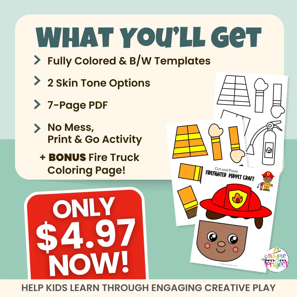 Make learning fun with this Firefighter Paper Bag Puppet Craft 🚒✂️ A simple print-and-go activity that supports scissor skills, creativity, and storytelling. Perfect for preschool, kindergarten, and community helper units.