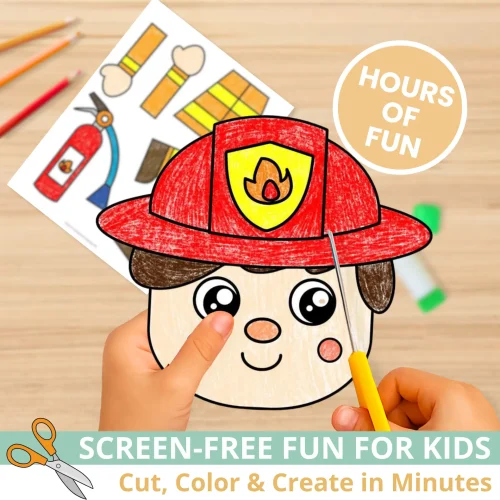 Teach kids about fire safety helpers with this printable Firefighter Puppet Craft 🔥 Just print, cut, and glue to create a fun paper bag puppet for dramatic play and social-emotional learning. Classroom-friendly and easy to prep!