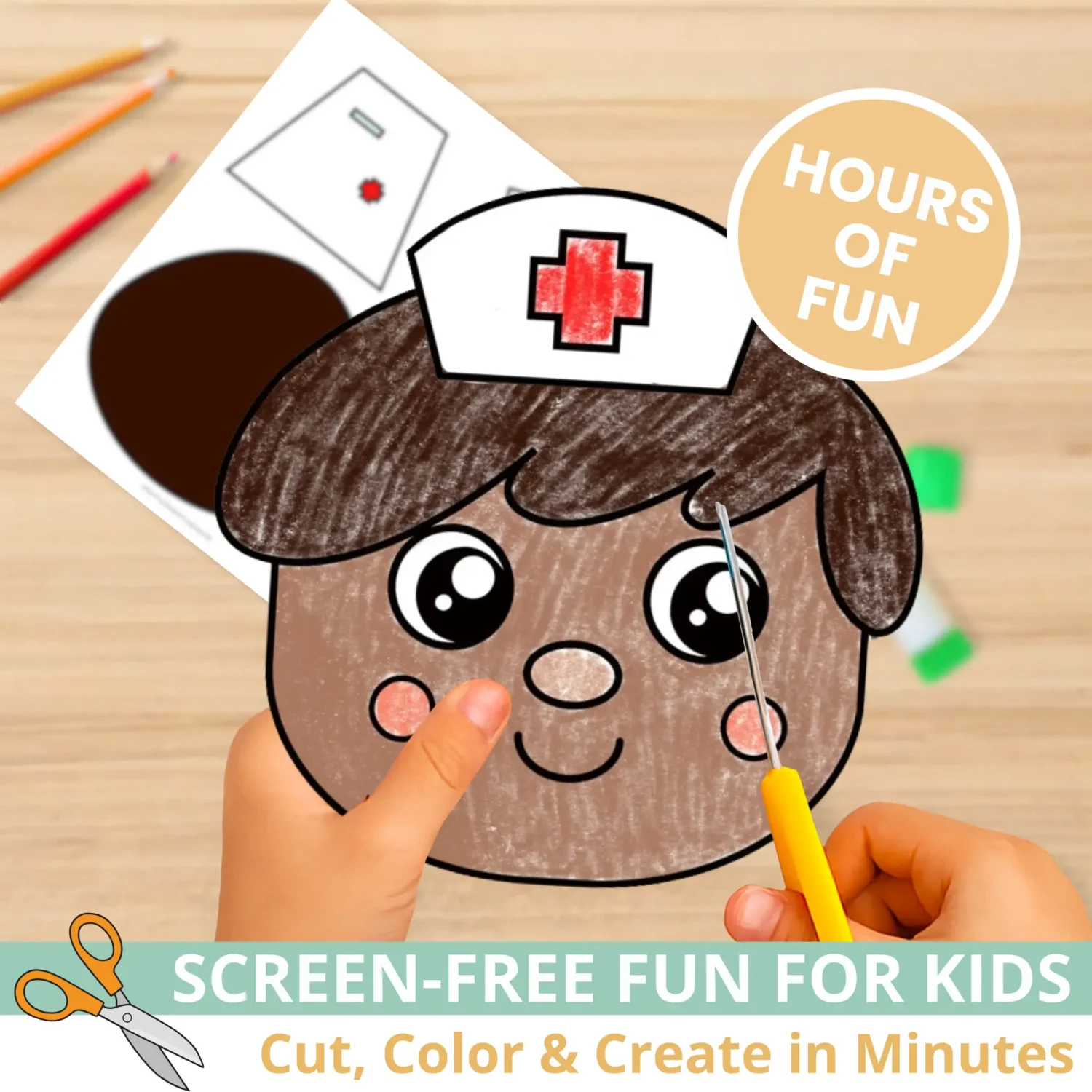 Teach kids about healthcare helpers with this printable Nurse Puppet Craft 🧑⚕️ Just print, cut, and glue to create a fun paper bag puppet for dramatic play and social-emotional learning. Classroom-friendly and easy to prep!