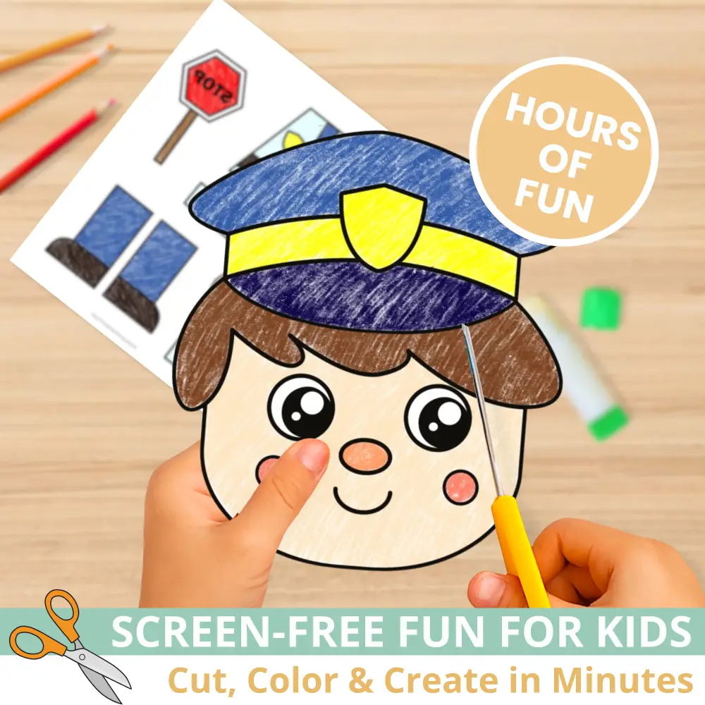 This Police Officer Paper Bag Puppet Craft is perfect for community helper lessons 🚓 Kids practice fine motor skills while learning about police officers through imaginative play. A great fit for social studies, centers, and homeschool activities.