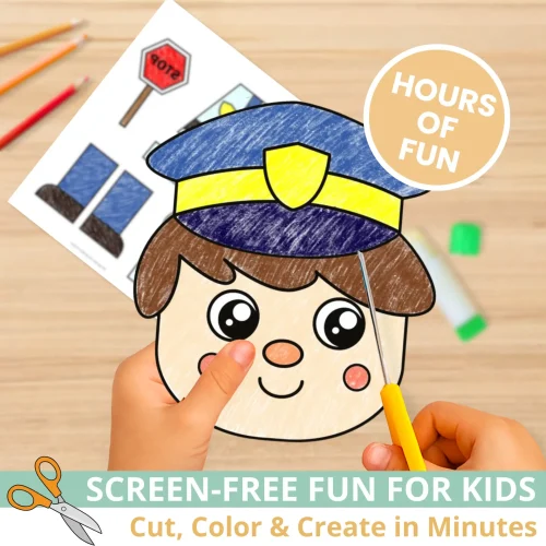This Police Officer Paper Bag Puppet Craft is perfect for community helper lessons 🚓 Kids practice fine motor skills while learning about police officers through imaginative play. A great fit for social studies, centers, and homeschool activities.