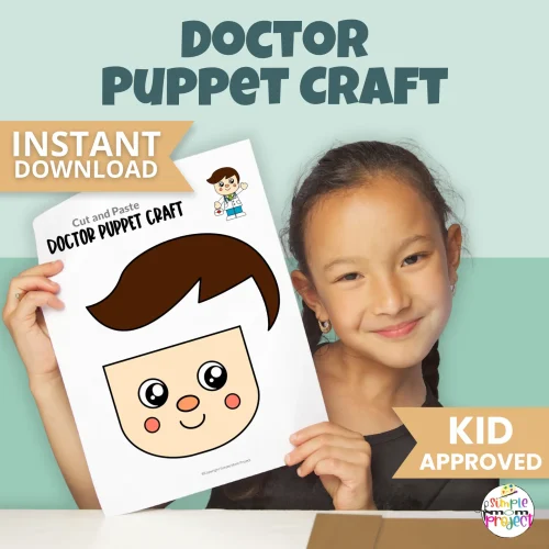 Try this fun Doctor Craft for Kids! Ideal for preschool, kindergarten, and homeschool, this printable puppet supports fine motor skills, vocabulary, and imaginative play. Perfect for community helper units!