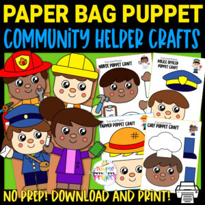 Looking for quick and easy puppet crafts for your kids? This printable community helper paper bag puppet craft bundle is a great craft activity made just for toddlers, preschoolers, kindergarteners and even grown-up kids! Teach your kids the importance of these community workers in our daily lives using these printable community helper craft puppet templates. Include these printable community helper puppet bundle crafts in your next puppet show, so be sure to grab your copy now!