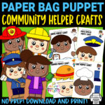 Full Colored Community Helper Paper Bag Puppet Craft Templates - Simple ...