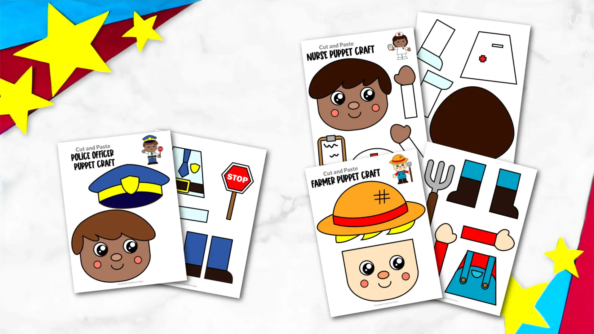 Printable Community Helper Paper Bag Puppet Crafts for Kids Preschool Kindergarten Toddlers FULL COLORED 6