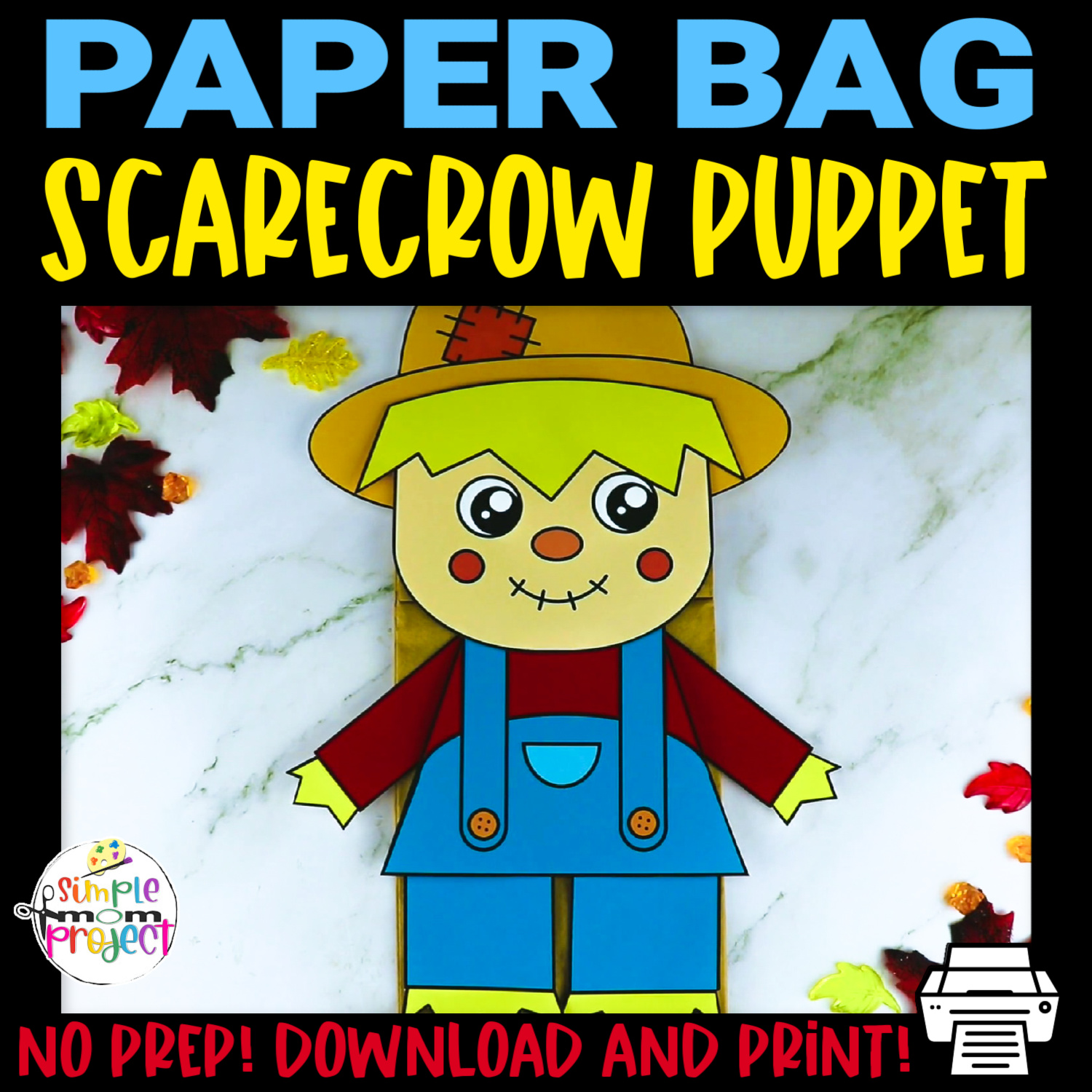 Scarecrow Paper Bag Puppet Craft Template Simple Mom Project Store