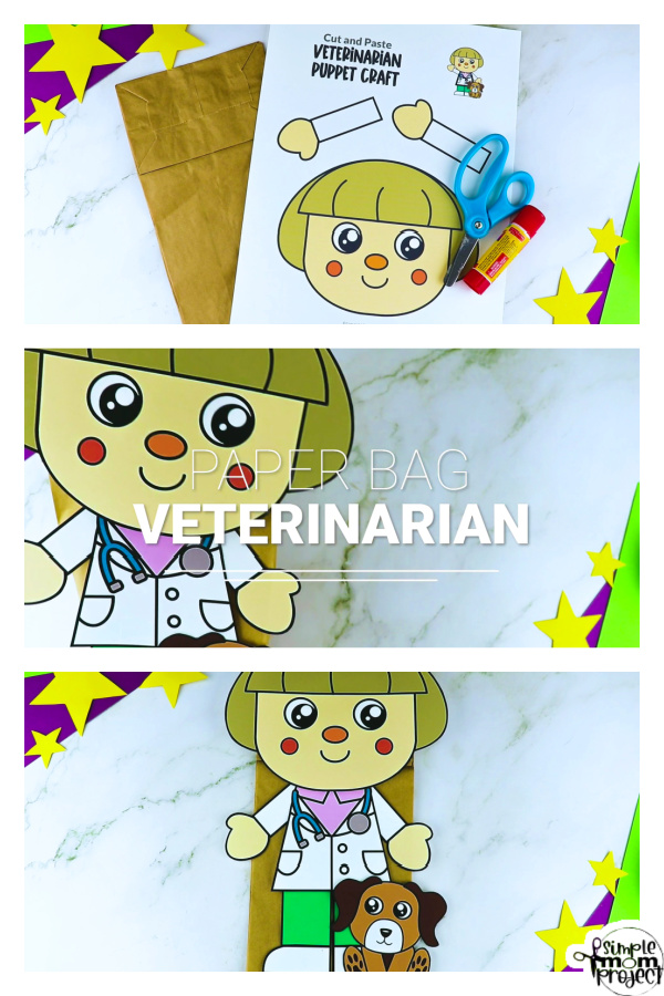 Printable Veterinarian Paper Bag Puppet Community Helper Craft for Kids Preschooler Toddler 20