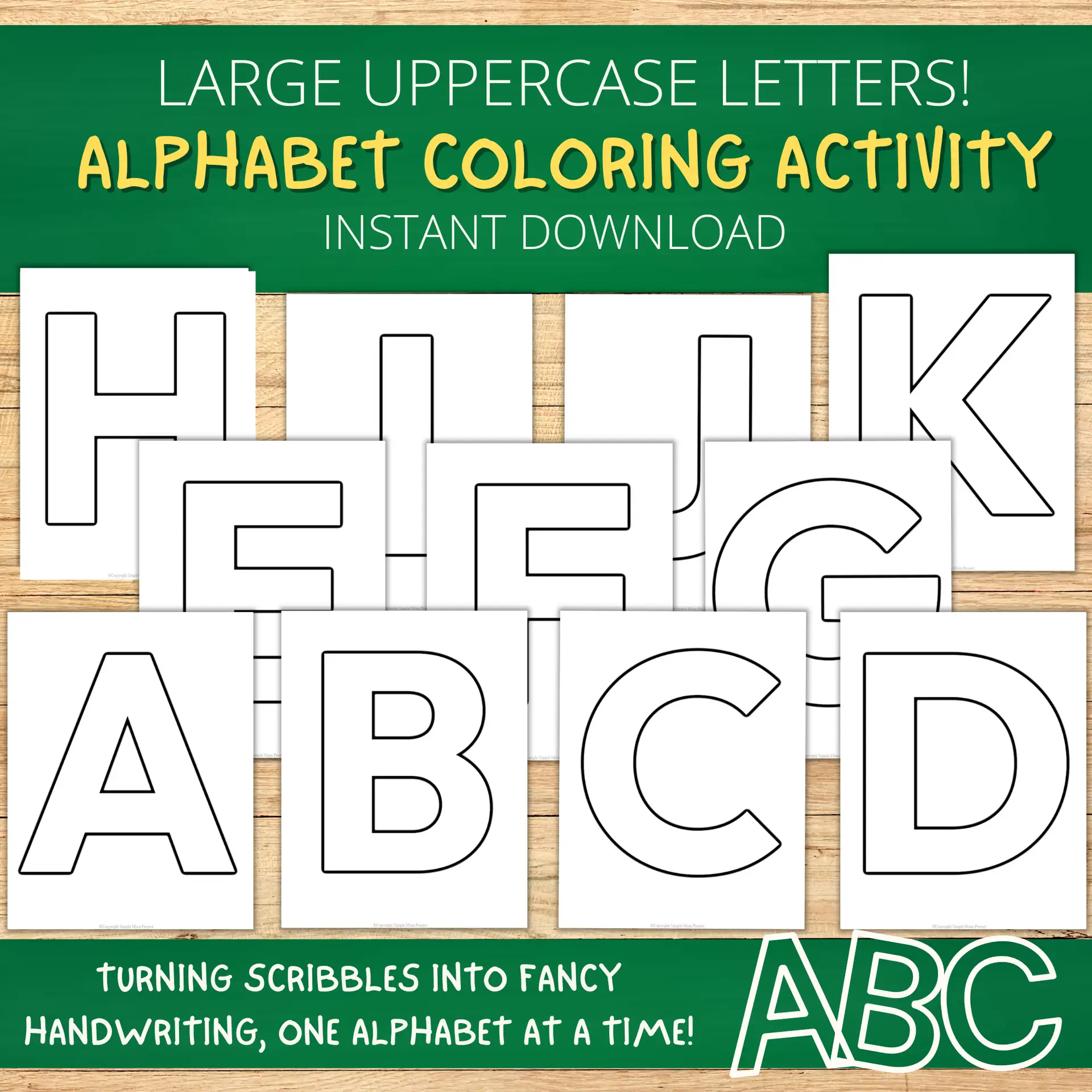 Printable Full Page Fun Uppercase Alphabet Template Bundle – Simple Mom Project Store
