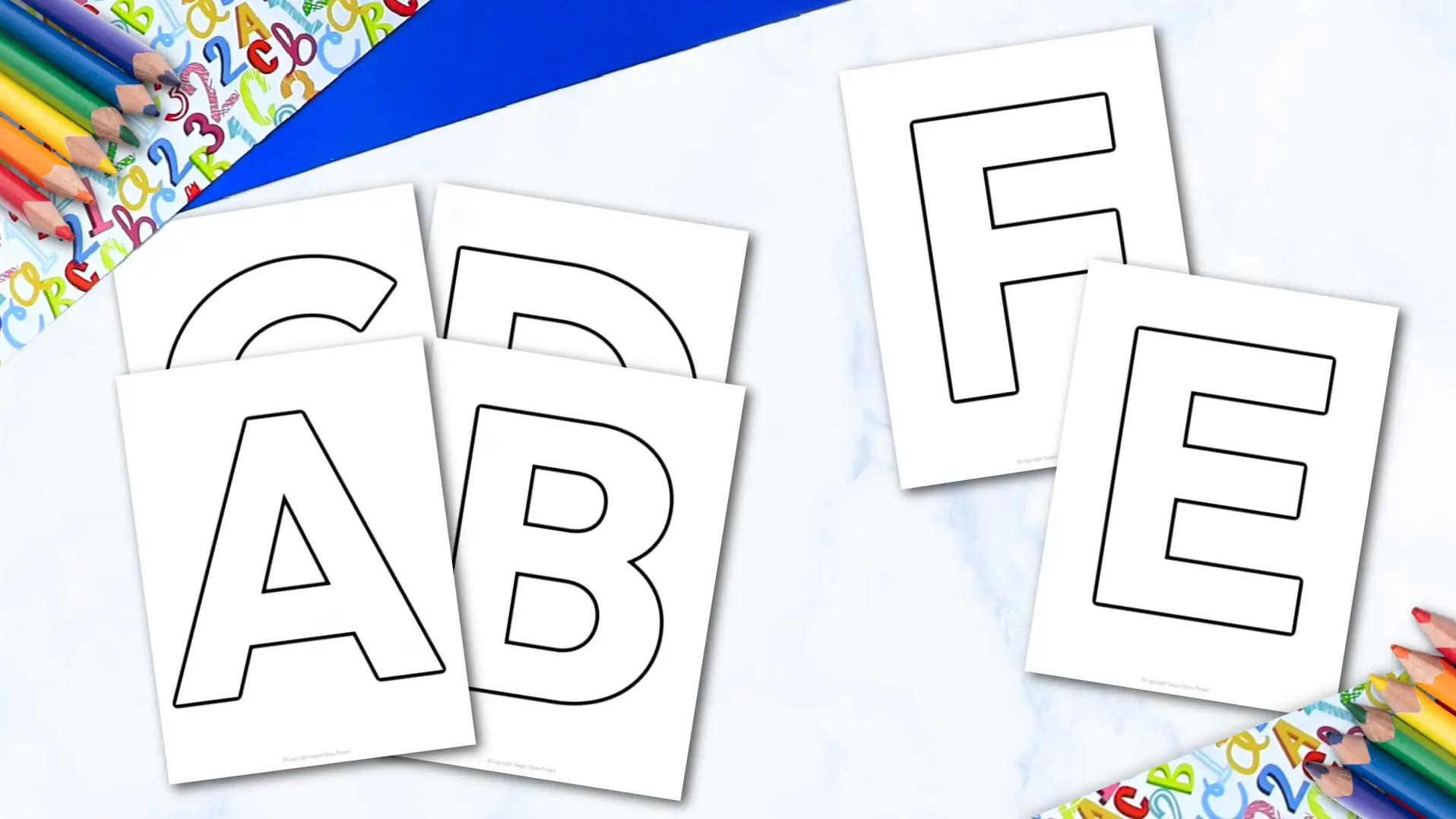 Printable Alphabet Capital Letter Uppercase Letter Templates for Kindergarten, kids, toddlers, elementary, homeschool 2