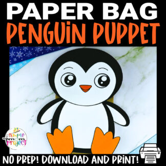 Looking for a cute penguin puppet for your kids? This printable penguin paper bag puppet craft is the ideal activity to keep your little ones busy during the weekend. Use this diy penguin puppet for your winter animal themed puppet show. This printable penguin puppet pattern is easy to assemble and uses only a few supplies. Be sure to grab your printable penguin puppet templates today!