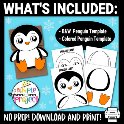 Looking for a cute penguin puppet for your kids? This printable penguin paper bag puppet craft is the ideal activity to keep your little ones busy during the weekend. Use this diy penguin puppet for your winter animal themed puppet show. This printable penguin puppet pattern is easy to assemble and uses only a few supplies. Be sure to grab your printable penguin puppet templates today!