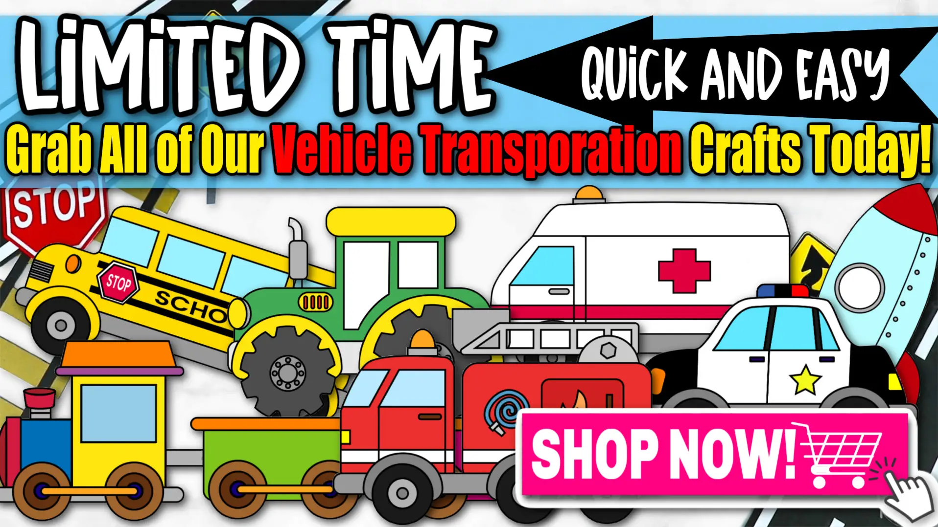 Printable Vehicle Transportation Car Crafts for Kids Preschool Toddler Kindergarten School 1