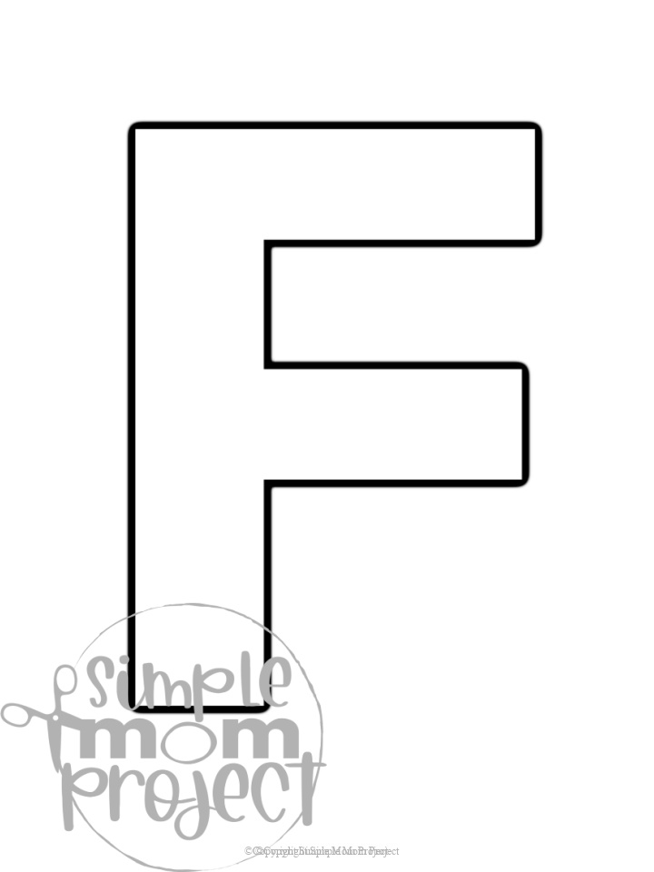 Printable upper case letter F template for letter F crafts for kindergarten, toddler, preschool, homeschool, alphabet crafts 1