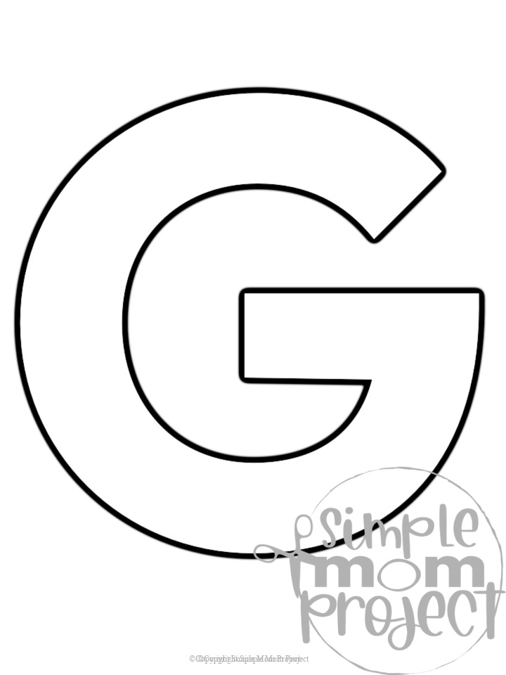 Printable upper case letter G template for letter G crafts for kindergarten, toddler, preschool, homeschool, alphabet crafts 1