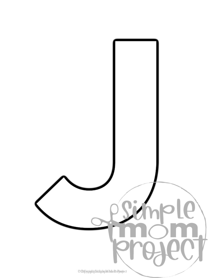 Printable upper case letter J template for letter J crafts for kindergarten, toddler, preschool, homeschool, alphabet crafts 1