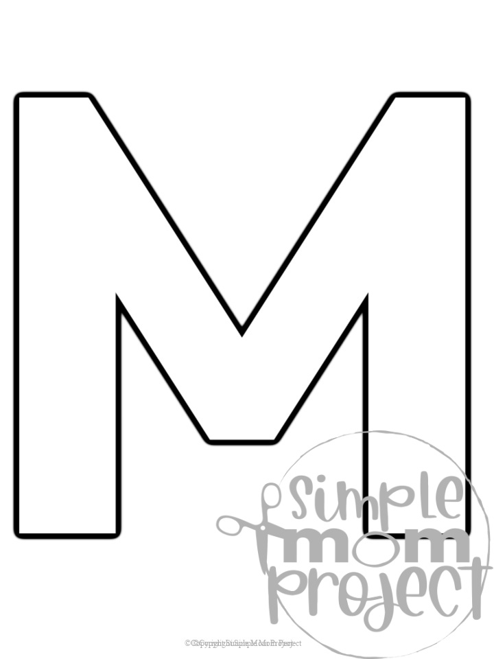 Printable upper case letter M template for letter M crafts for kindergarten, toddler, preschool, homeschool, alphabet crafts 1