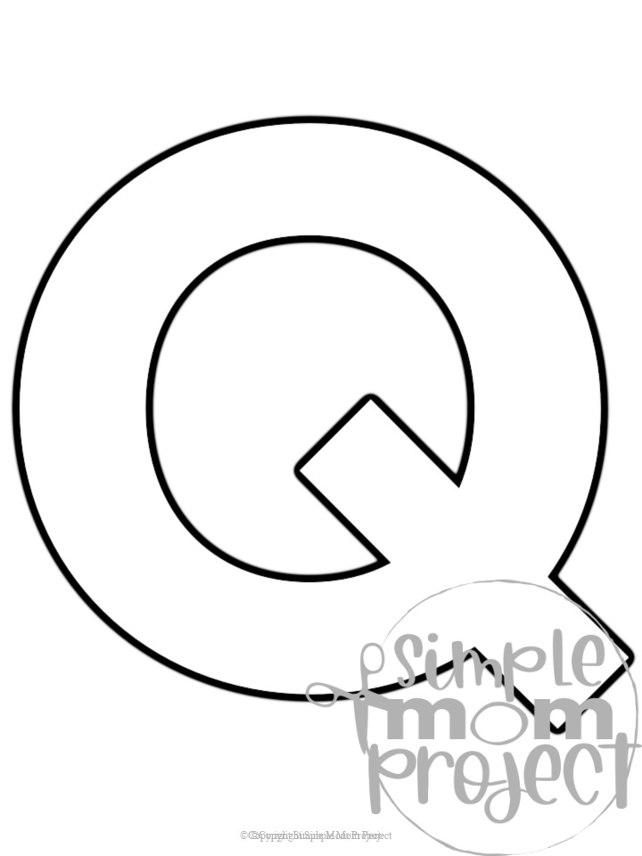 Printable upper case letter Q template for letter Q crafts for kindergarten, toddler, preschool, homeschool, alphabet crafts 1